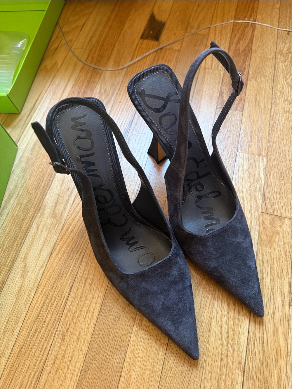 Sam Edelman Grey Suede Pointed Slingback Pumps